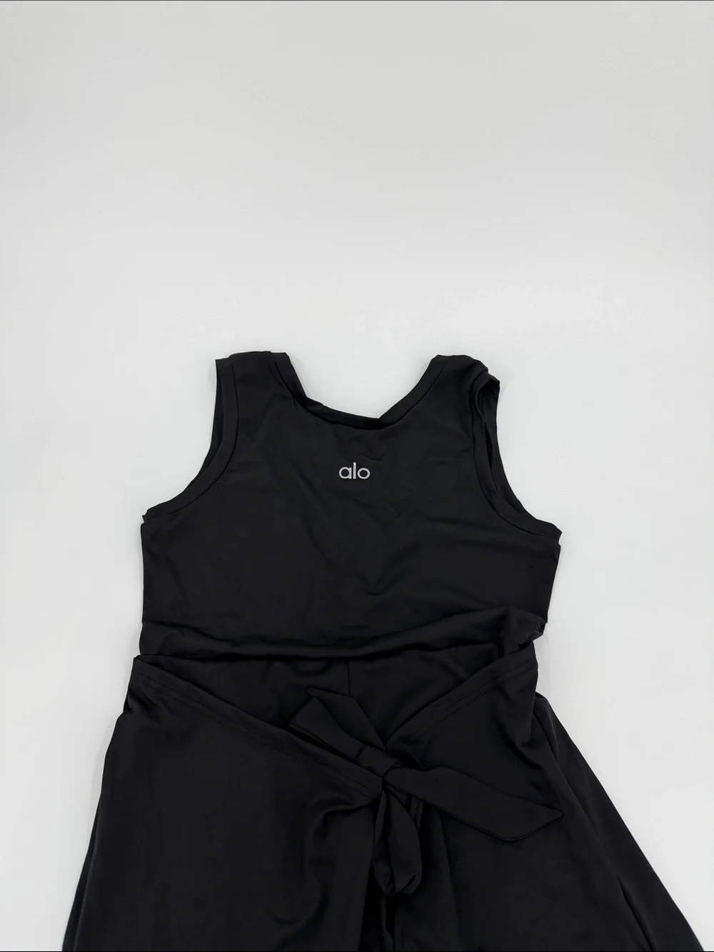 ALO Yoga Black Sleeveless Tie-Waist Mini Dress Fits Medium to XL